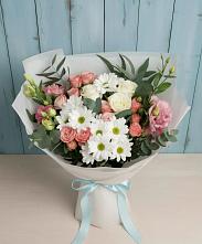 Букет цветов из:  Розы, Лизиантусы и Хризантемы в Красные Ткачи