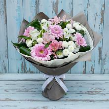 Букет цветов из:  Герберы, Альстромерии и Хризантемы #REPLACE_PRED# Красные Ткачи