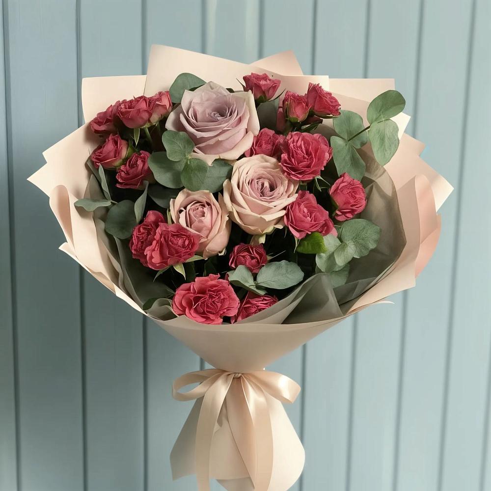 Букет цветов из: Гвоздики и Розы в Красные Ткачи