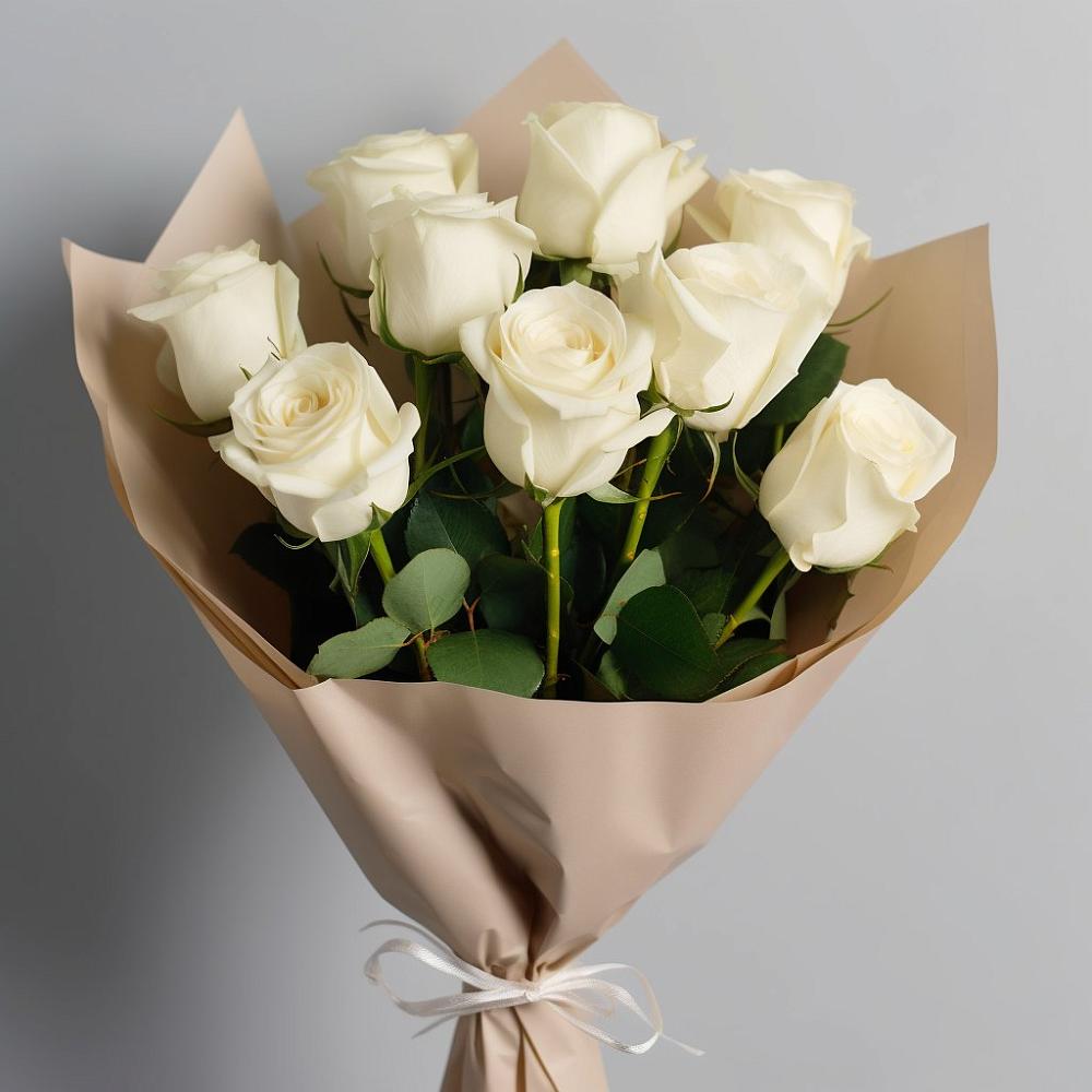 Букет 9 Белых роз Эдлесс Лав в Красные Ткачи