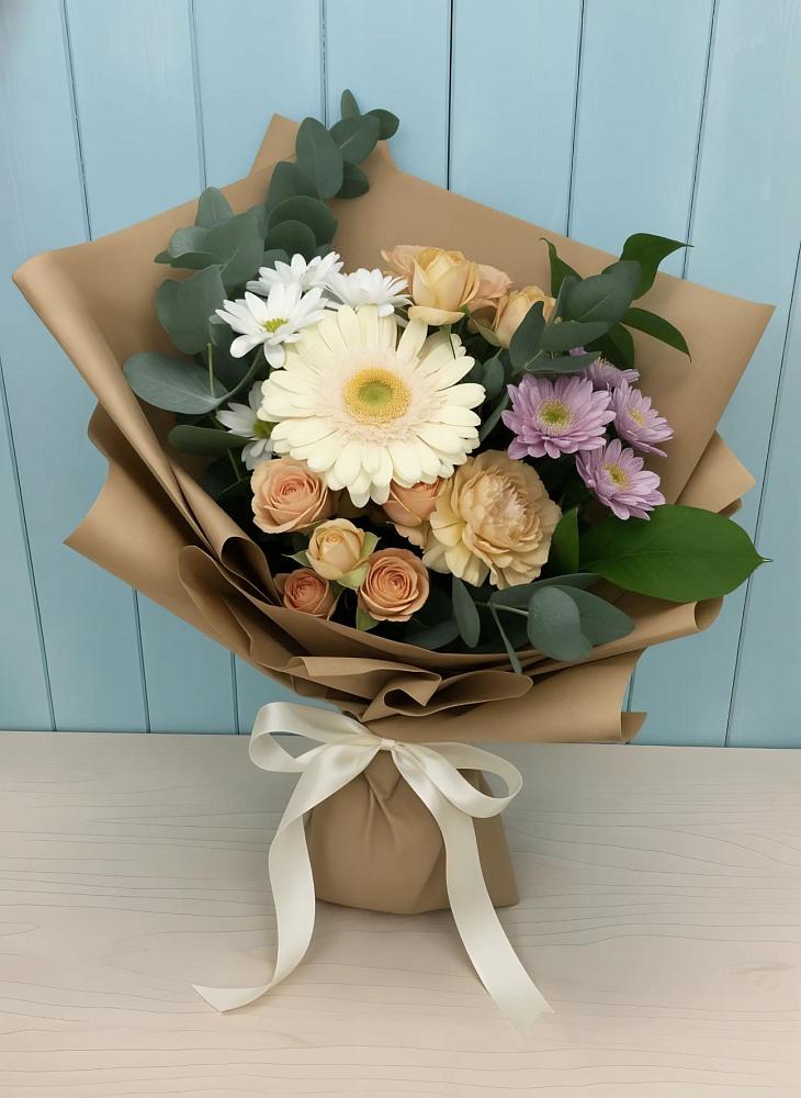 Букет цветов из: Герберы и Хризантемы в Красные Ткачи