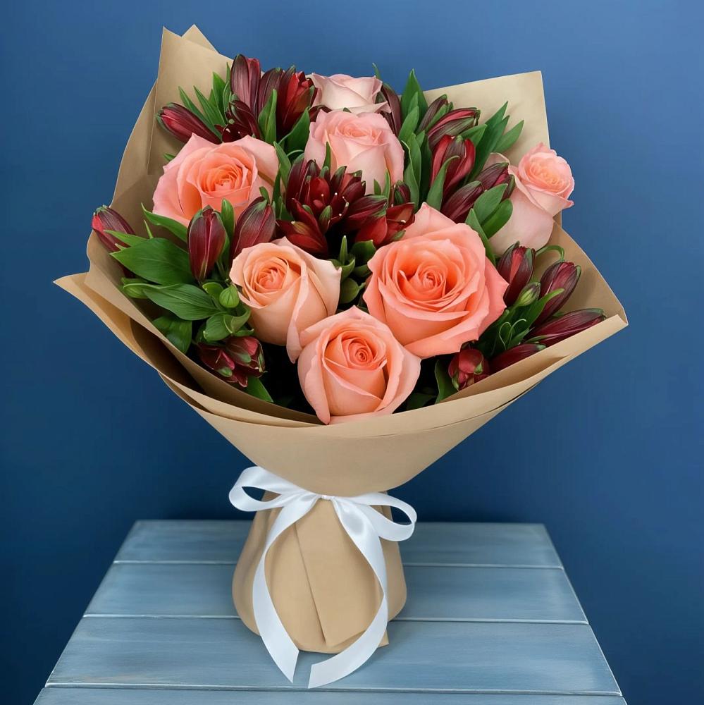 Букет цветов из: Розы и Альстромерии в Красные Ткачи