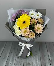 Букет цветов из:  Розы, Герберы и Хризантемы #REPLACE_PRED# Красные Ткачи