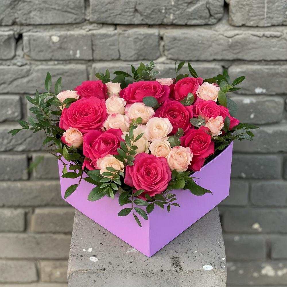 Цветочная композиция из Розы в коробке в Красные Ткачи