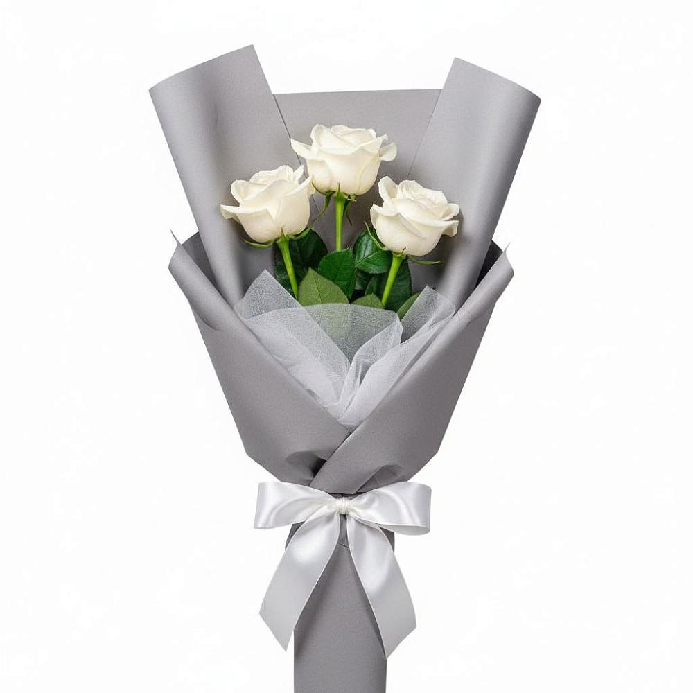 Букет 3 белые розы в Красные Ткачи