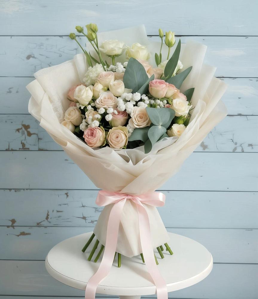 Букет цветов из: Розы и Лизиантусы в Красные Ткачи