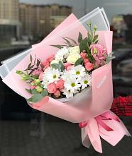 Букет цветов из:  Розы, Лизиантусы и Хризантемы в Красные Ткачи