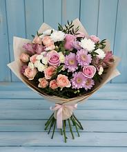 Букет цветов из:  Хризантемы, Розы и Альстромерии в Красные Ткачи