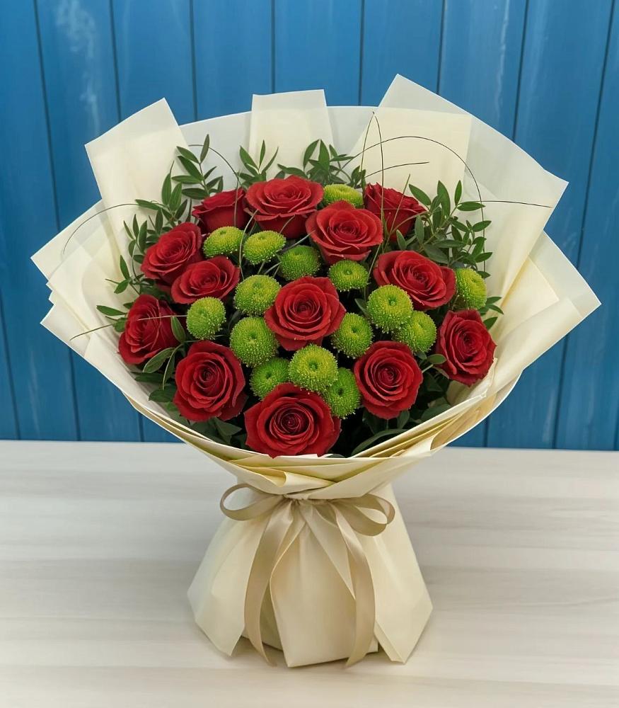 Букет цветов из: Розы и Хризантемы в Красные Ткачи