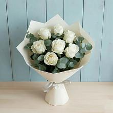 Букет Белые розы в Эвкалипте в Красные Ткачи
